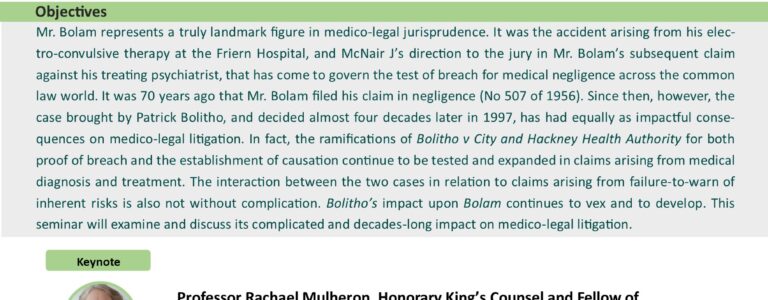 Seminar on Bolitho’s Complicated Impact, 70 Years On from Bolam [CPD/CME]